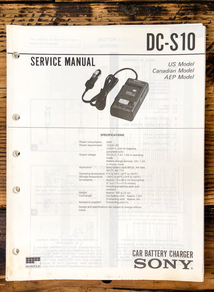 Sony DC-S10 Charger  Service Manual *Original*