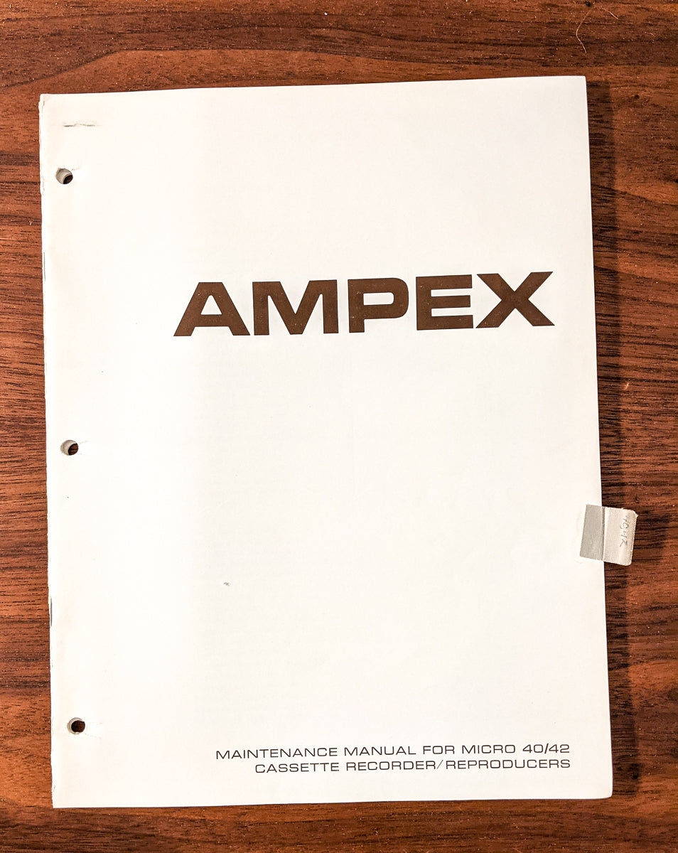 Ampex Micro 40 42 Tape Recorder Service Manual *Original*