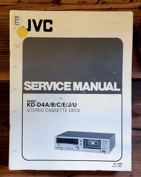 JVC KD-D4 D4A Cassette Service Manual *Original*