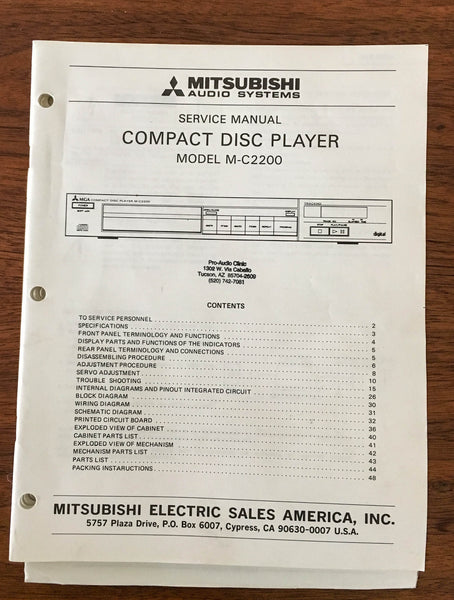 Mitsubishi M-C2200 CD PLAYER Service Manual *Original*
