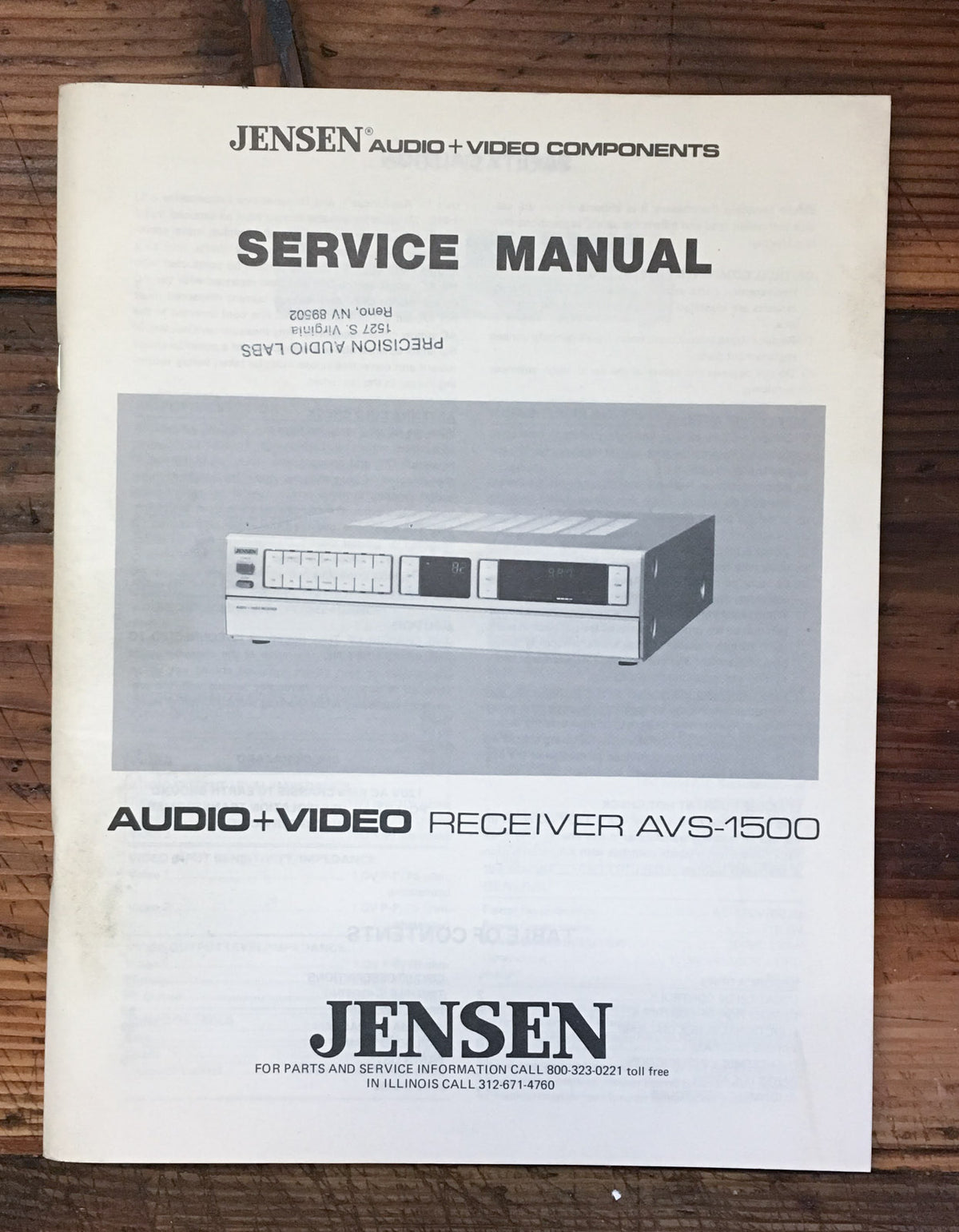 Jensen AVS-1500 Receiver  Service Manual *Original* #1