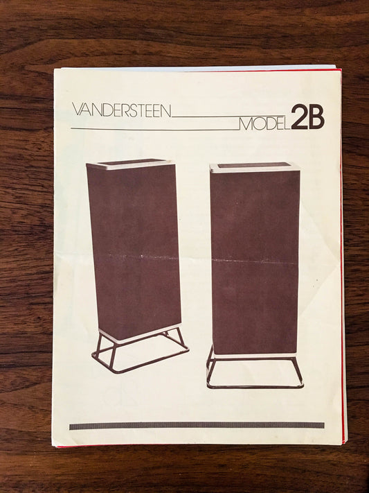 Vandersteen Model 2B Speaker 2 pg Foldout Dealer Brochure  *Original*