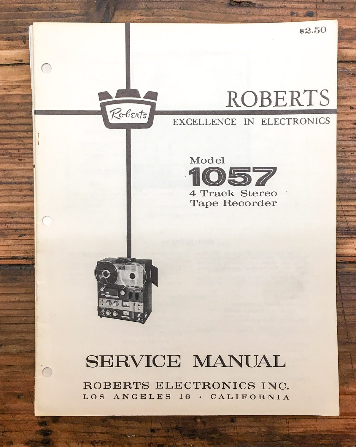 Roberts Model 1057 Reel to Reel  Service Manual *Original*