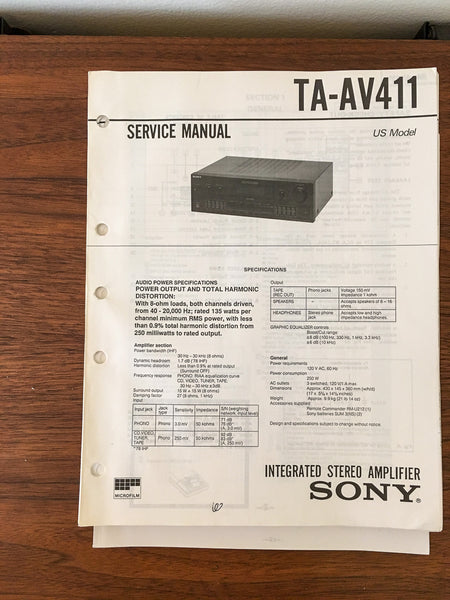 Sony TA-AV411 Amplifier Service Manual *Original*