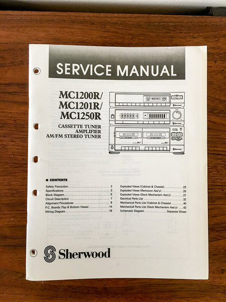 Sherwood MC1200R MC1201R MC1250R Stereo Service Manual *Original*