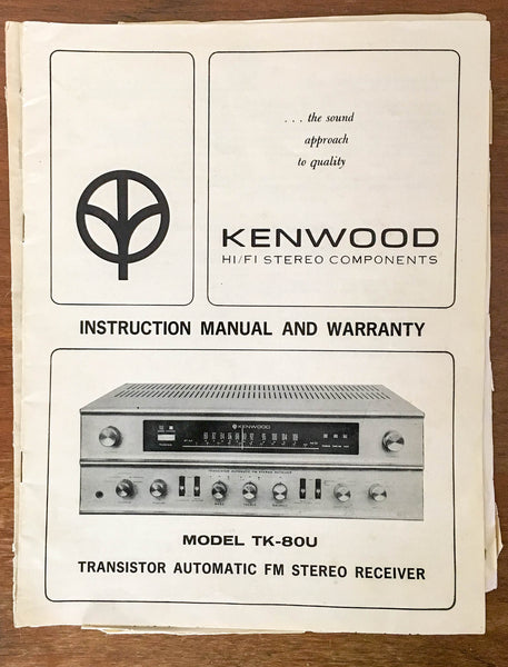 Kenwood TK-80U Receiver  Service Manual *Original*