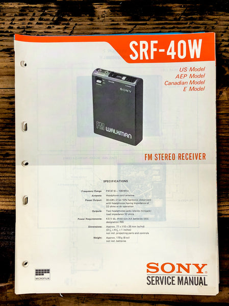 Sony SRF-40W Stereo  Service Manual *Original*