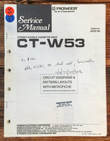 Pioneer CT-W53 Cassette Deck  Service Manual *Original*