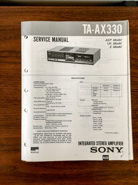 Sony TA-AX330 Amplifier Service Manual *Original*