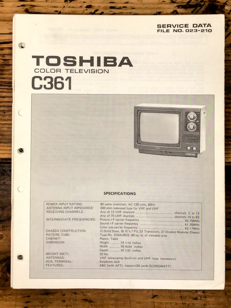 Toshiba C361 TV / Television Service Manual *Original*