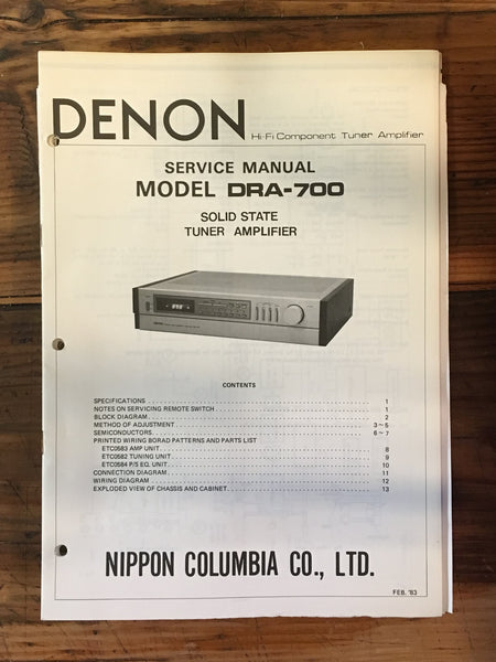 Denon DRA-700 Amplifier Service Manual *Original*