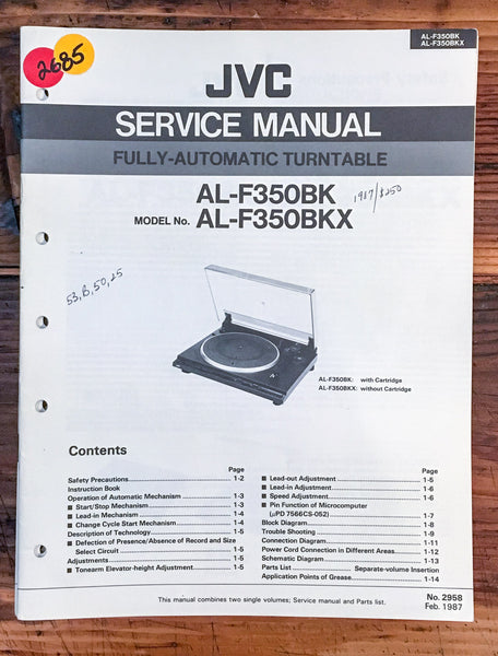 JVC AL-F350 BK Record Player / Turntable  Service Manual *Original*