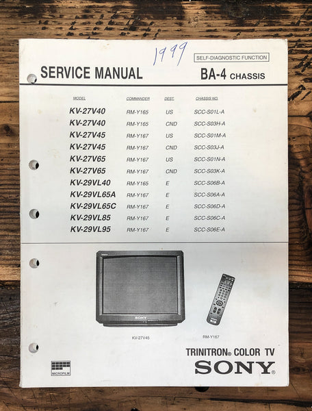 Sony KV-27V40 -27V45 -29VL40 -29VL85 TV  Service Manual *Original*