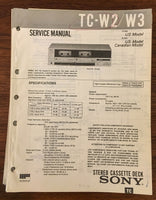 Sony TC-W2 TC-W3 CASSETTE Service Manual *Original*