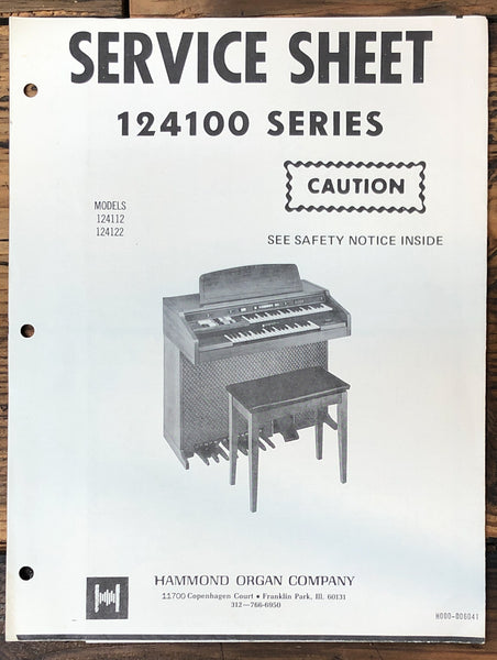 Hammond Organ 124100  Service Manual *Original*