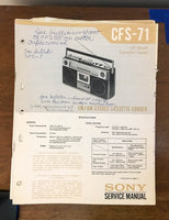 Sony CFS-71 Radio Cassette Recorder / Boombox Service Manual *Original*