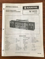 Sanyo M W23 Boombox / Radio Cassette Service Manual *Original*