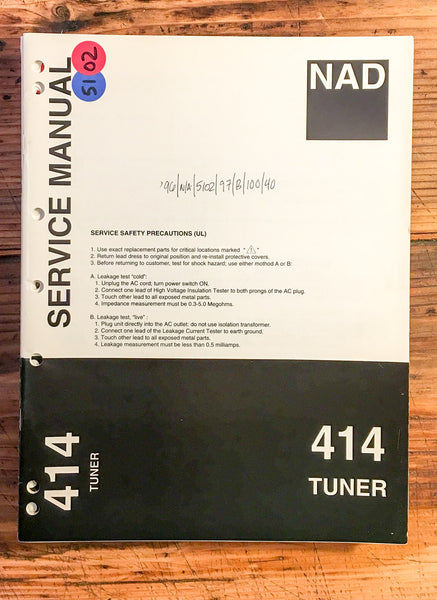 NAD Model 414 Tuner  Service Manual *Original*