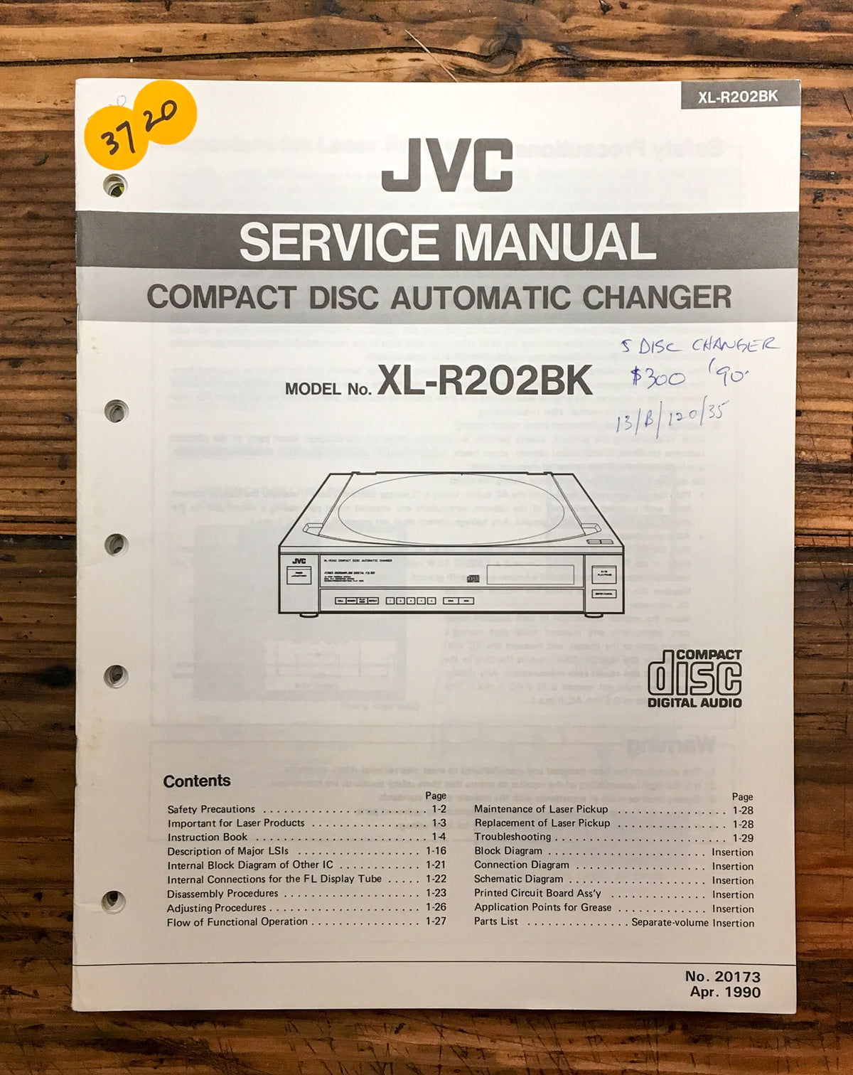 JVC XL-R202 CD Player  Service Manual *Original*
