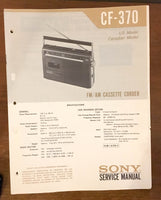 Sony CF-370 RADIO CASSETTE  Service Manual *Original*