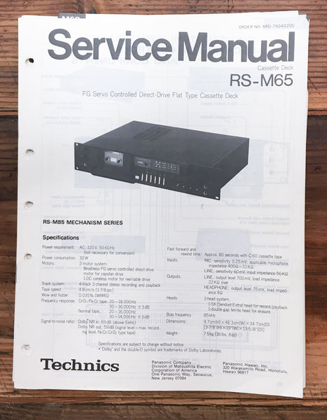 Technics RS-M65 Cassette  Service Manual *Original*