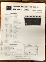 Toshiba RM-341F Radio  Service Manual *Original*