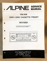 Alpine Model 7217 Radio Cassette Service Manual *Original*