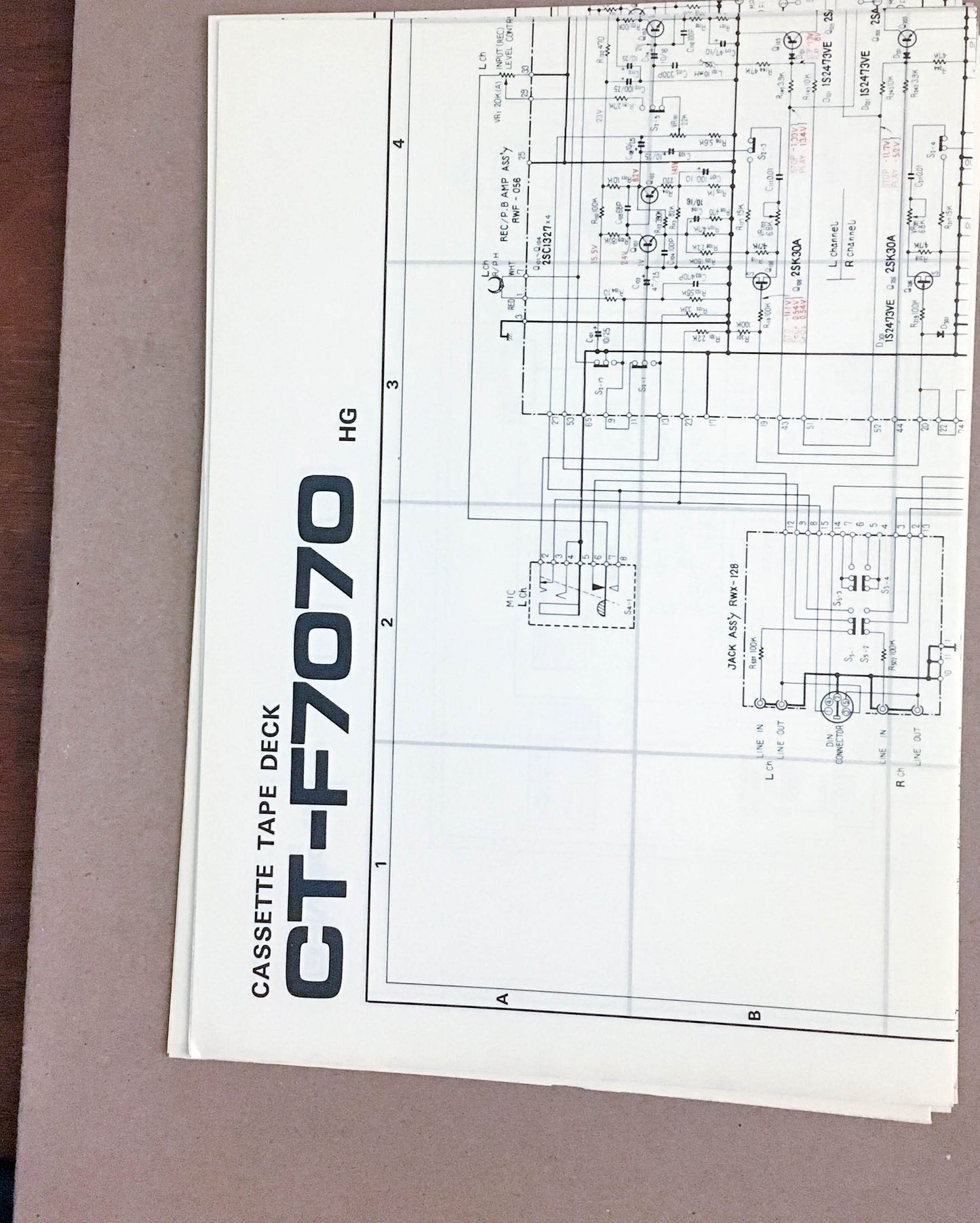 Pioneer CT-F7070 Cassette Deck  Large Fold Out Schematic *Original*