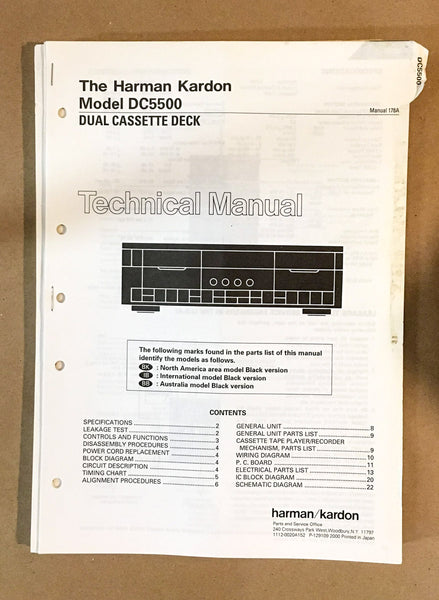 Harman Kardon DC5300 Cassette Service Manual *Original* #2