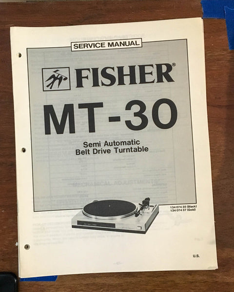 Fisher MT-30 Record Player / Turntable Service Manual *Original*
