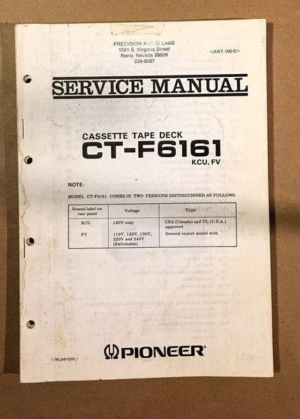 Pioneer CT-F6161 Tape Deck  Service Manual *Original*