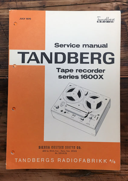 Tandberg Model 1600X 1600 X Tape Recorder  Service Manual *Original*