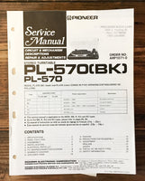 Pioneer PL-570 570BK Record Player / Turntable Service Manual *Original* #2