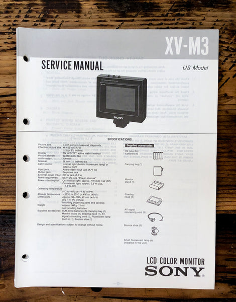 Sony XV-M3 Monitor  Service Manual *Original*