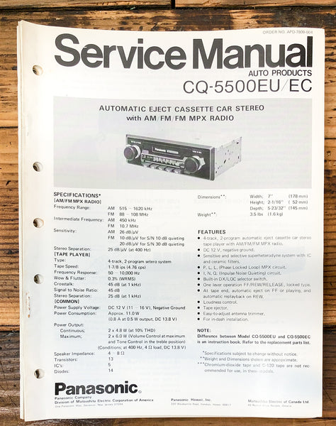 Panasonic CQ-5500EU EC Car Stereo  Service Manual *Original*