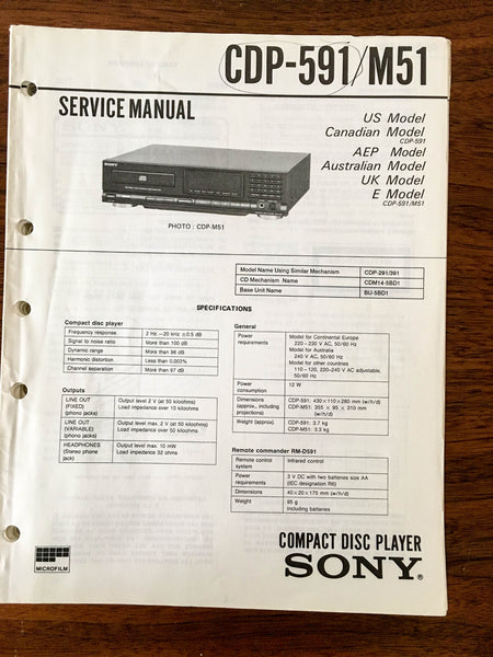 Sony CDP-591 CDP-M51  Service Manual *Original*