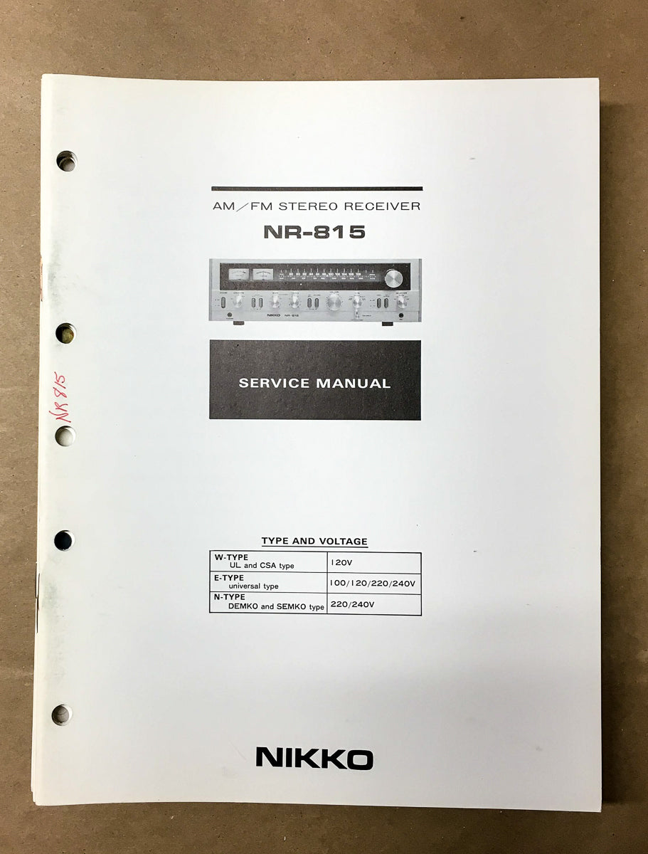 Nikko NR-815 Receiver Service Manual *Original*