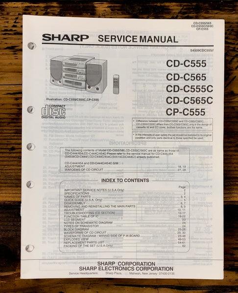 Sharp CD-C555 CD-C565 -C555C -C565C Stereo Service Manual *Original*