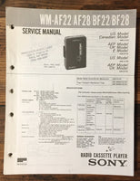 Sony WM-AF22 -AF28 -BF22 -BF28 Cassette Service Manual *Original*