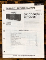 Sharp GX-CD56 CP-CD56 Boombox / Radio Service Manual *Original*
