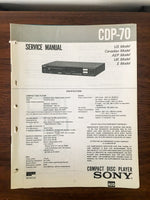 Sony CDP-70 CD Player Service Manual *Original*