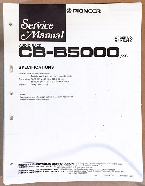 Pioneer CB-B5000 Audio Rack Service Manual *Original*