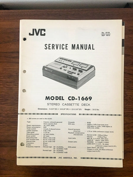 JVC CD-1669 Cassette Service Manual *Original*