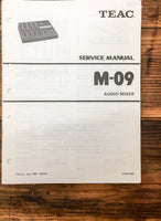 Teac M-9 Audio Mixer  Service Manual *Original*