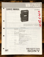 Sony WM-F2031 Radio Cassette  Service Manual *Original*