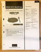 Sansui P-D31 Record Player / Turntable Service Manual *Original*
