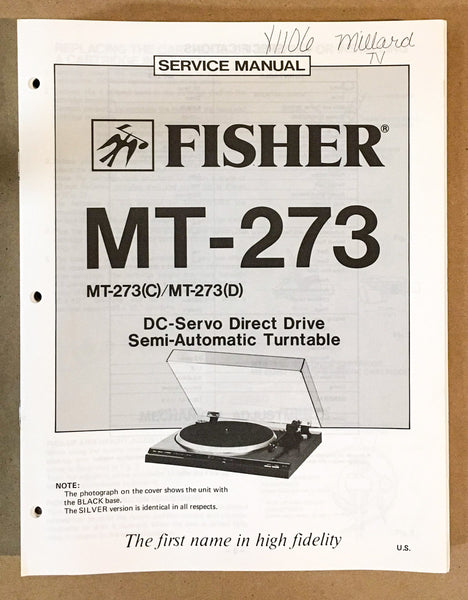 Fisher MT-273 Record Player / Turntable Service Manual *Original*