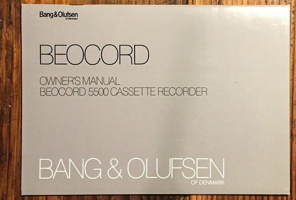 Bang Olufsen Beocord 5500 Cassette  Owners / User Manual *Original*
