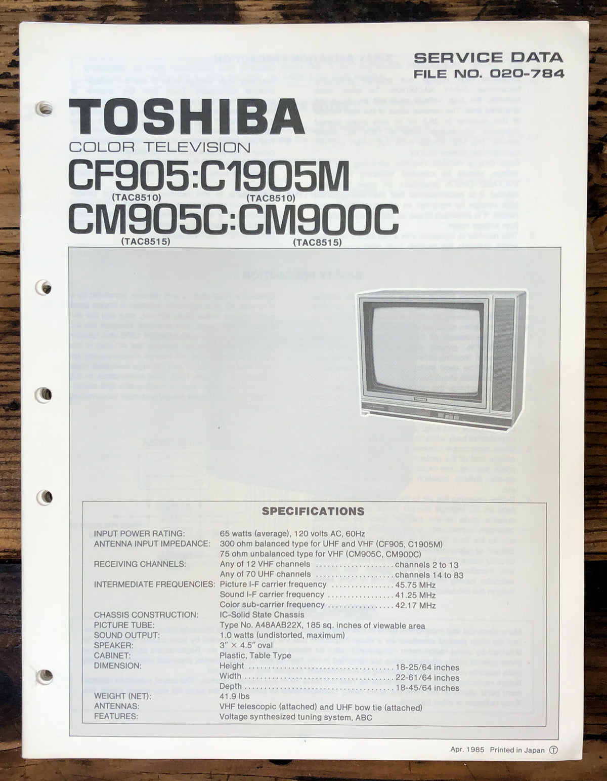 Toshiba CF905 C1905M CM905C CM900C   Service Manual *Original*