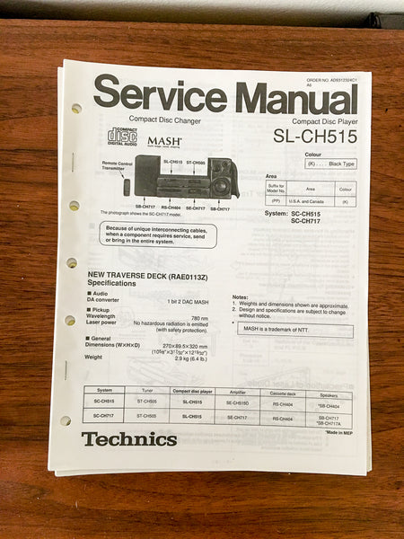 Panasonic SL-CH515 CD Player Service Manual *Original*